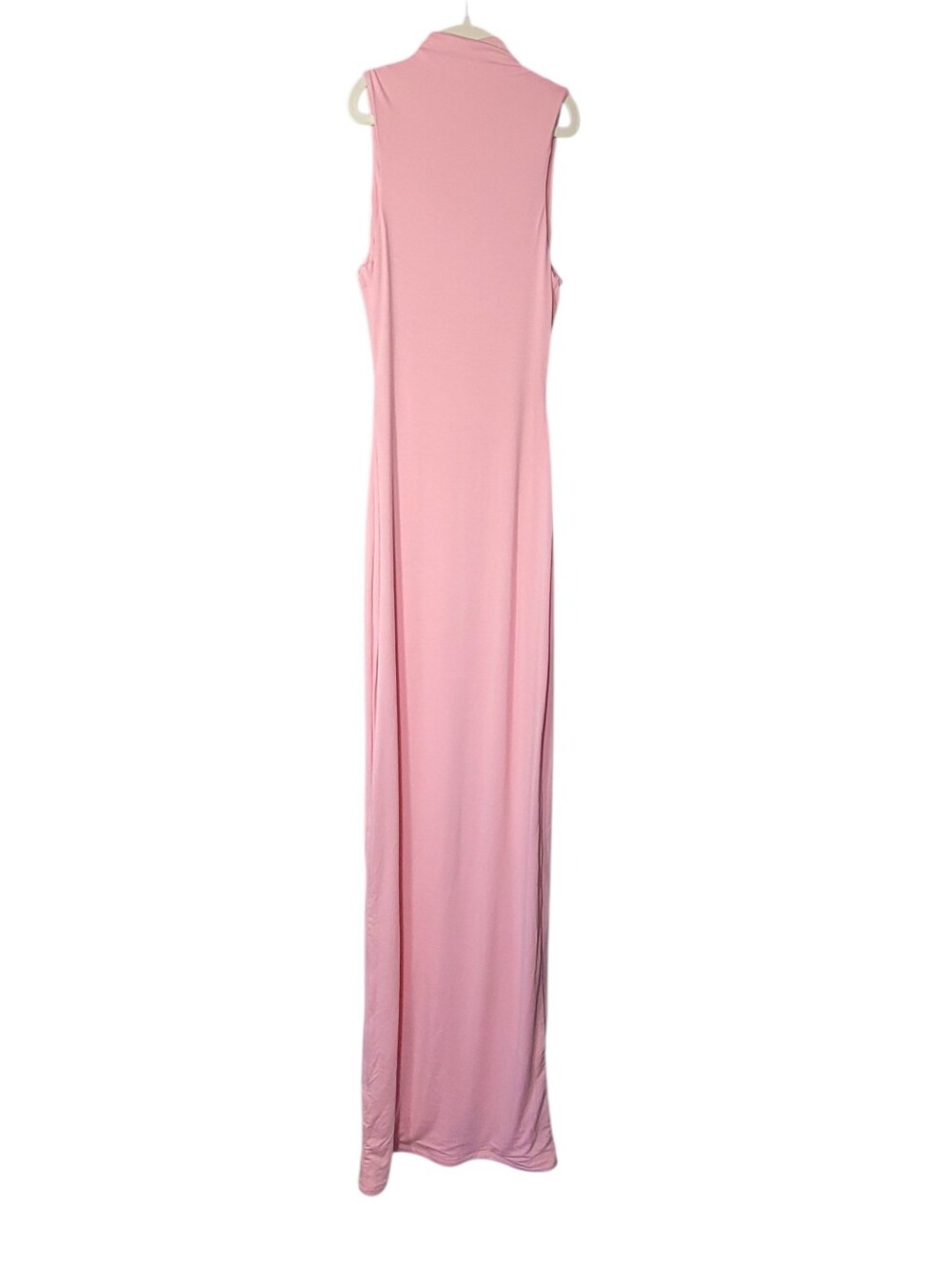 Naked Wardrobe Bodycon Maxi Sculpt Mock Neck Dress Pastel Pink Soft Girl Party - Picture 5 of 12